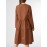 Solid Button Half Placket Long Sleeve Stand Collar Dress