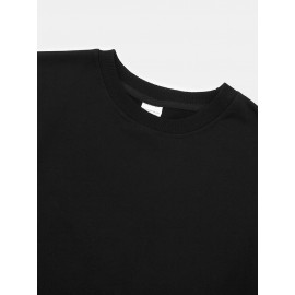 Mens Rugby Slogan Print Crew Neck Casual Pullover Sweatshirts