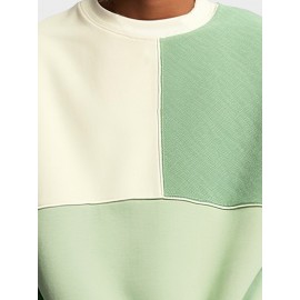 Mens Color Block Patchwork Crew Neck Loose Pullover Sweatshirts