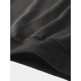 Mens Cartoon Astronaut Print Crew Neck Loose Pullover Sweatshirts