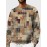 Mens Vintage Geometric Print Crew Neck Pullover Sweatshirts Winter