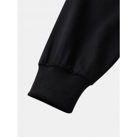 Mens Ethnic Tribal Letter Print Patchwork Crew Neck Pullover Sweatshirts Winter