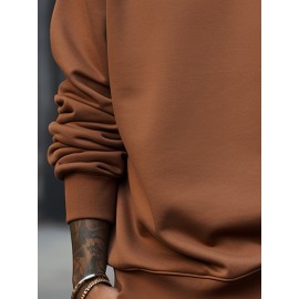 Mens Solid Crew Neck Casual Loose Pullover Sweatshirts
