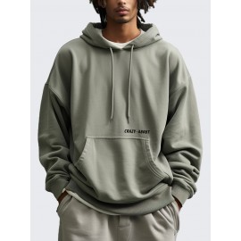 Mens Letter Print Kangaroo Pocket Casual Drawstring Hoodies Winter