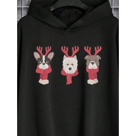 Mens Christmas Cartoon Animal Graphic Casual Long Sleeve Hoodies Winter