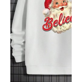 Mens Cute Christmas Santa Claus Print Long Sleeve Hoodies Winter