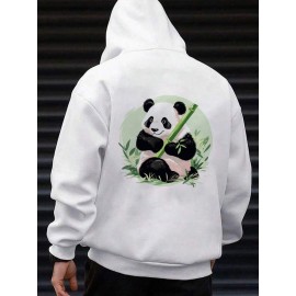 Mens Panda Bamboo Back Print Long Sleeve Loose Hoodies Winter